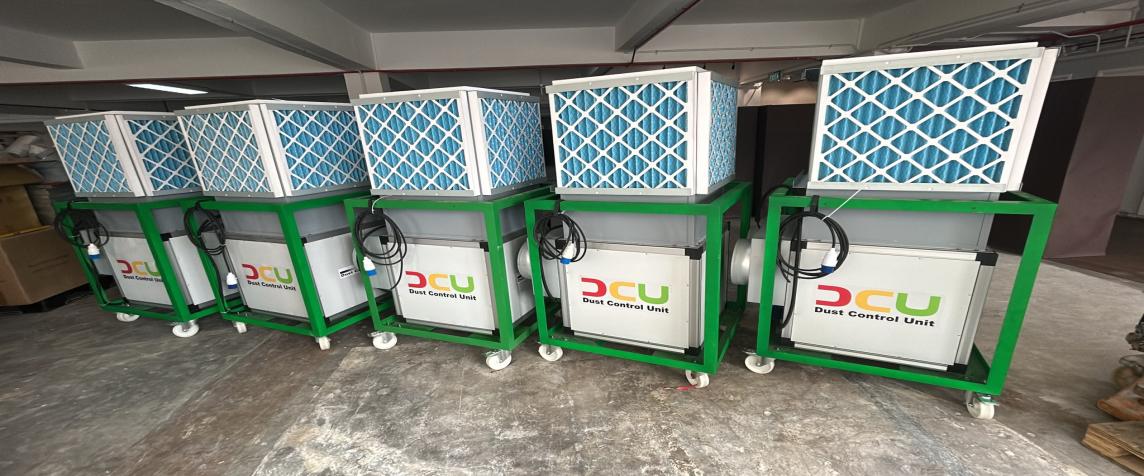 Haze Control Units with filter assemblies installed in a sheltered area